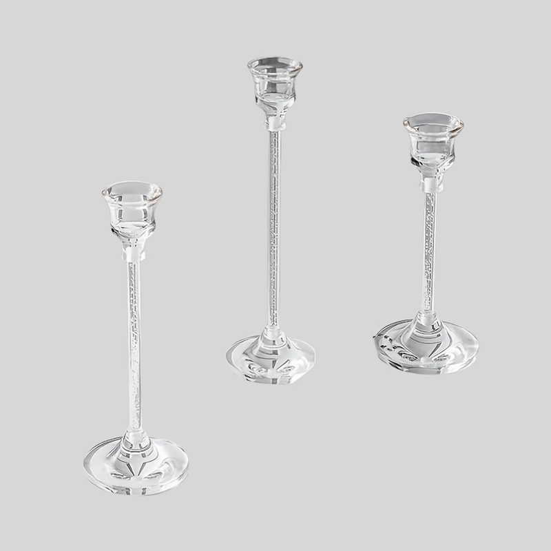 Image of 3pcs Transparent Acrylic Candle Holders, Tall Stem Vintage Set For Wedding Decor, Room, Table Centerpiece, Romantic , Christmas & Halloween Holiday Decoration (candles Not Included)