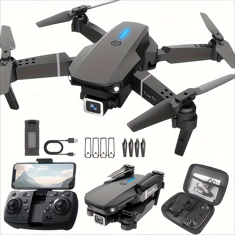 TEMU Drones With Dual Cameras, Foldable Rc Drone, Brushless Motors, Positioning, Smart , Indoor And Outdoor Discount Drones, 2 Batteries, 1 Battery,