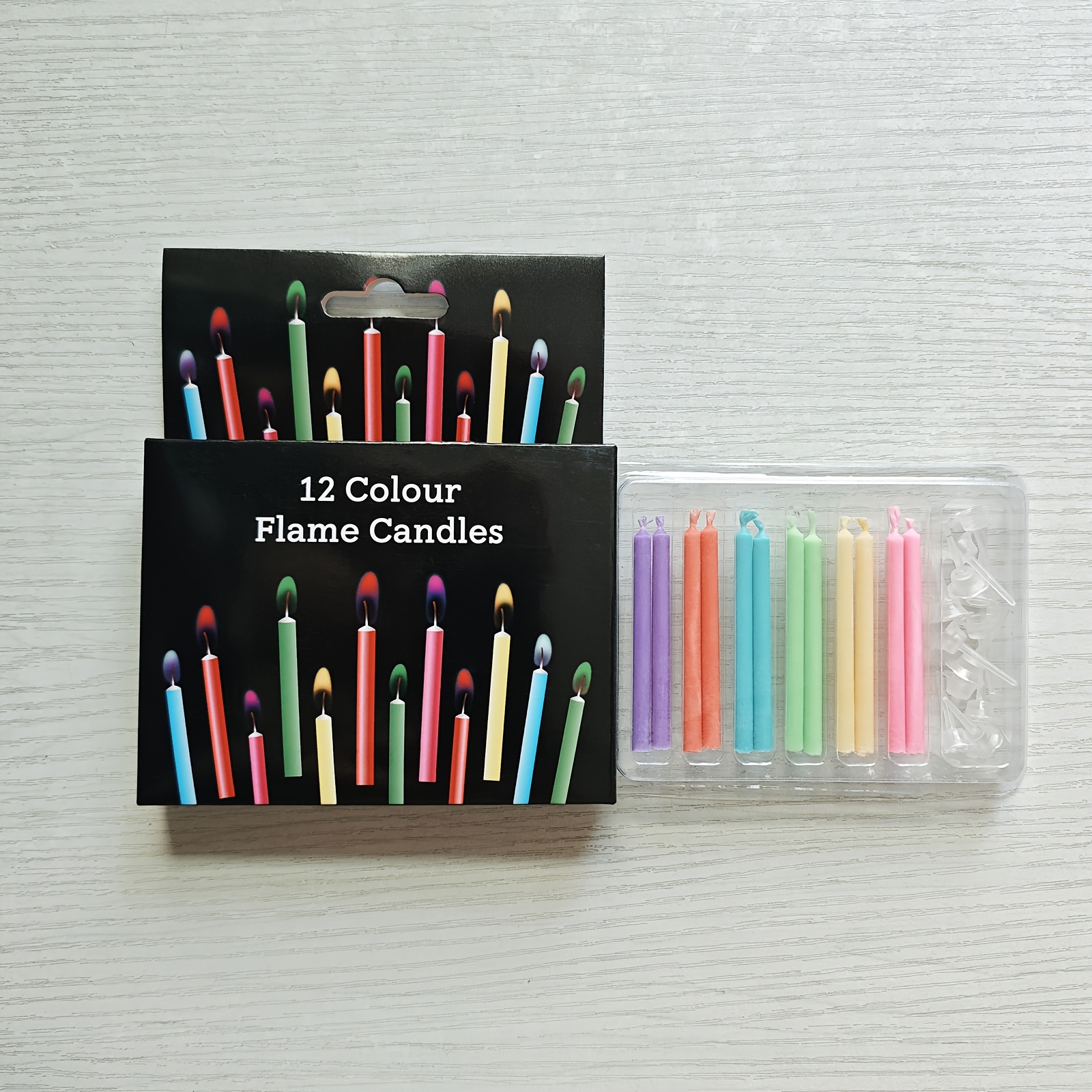 12-pack Scent-free Birthday Cake Candles With Colorful Flames, Ideal For Birthdays, Parties And Celebrations, Without Battery