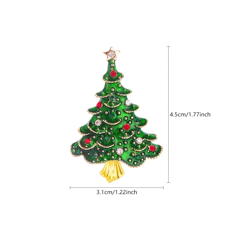Image of Christmas Series Christmas Tree Brooch Dress Shirt Suit Gown Sweater Scarf Shawl Coat Pin Enamel Craft Fashion Exquisite Elegant Daily Party Holiday Additions