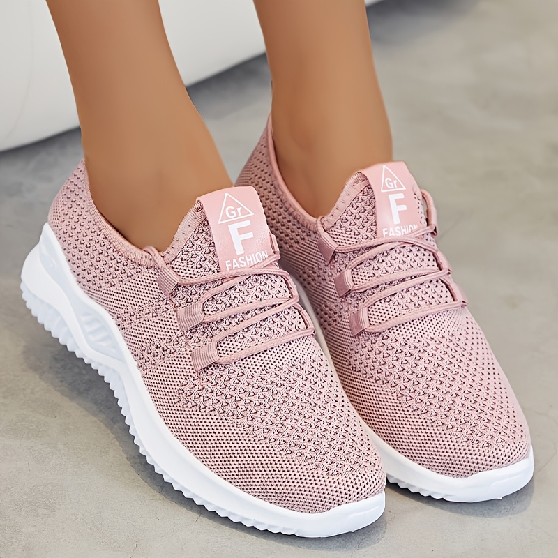 

Women's Breathable Knitted Sole Sports Shoes, Casual Laced Outdoor Shoes, Comfortable Low Top Running Shoes