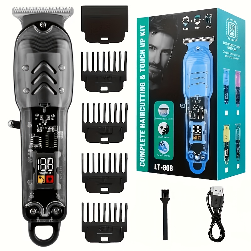 TEMU Wireless Men's Electric Hair Clipper, Men's Electric Hair Clipper, Men's Professional Hair Clipper Set, Usb Charging, Lcd Display, Long-lasting