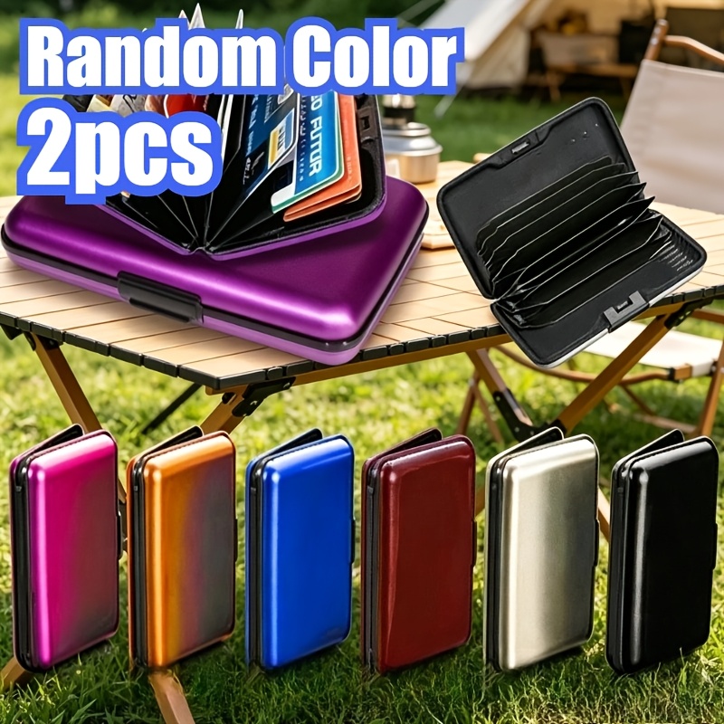 TEMU 2pcs Aluminum Credit Card Holder With , Business Card Case, Aluminum Colorful Card Case, Anti-magnetic Bank Card Holder, Storage Bins For Home