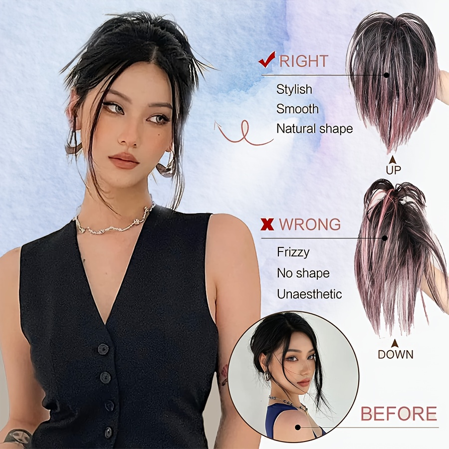 1pc womens synthetic claw clip messy bun ponytail extension 12inch 30cm tousled scrunchies updo lightweight high fluffy straight soft hairpiece basics style for party halloween christmas daily use details 4