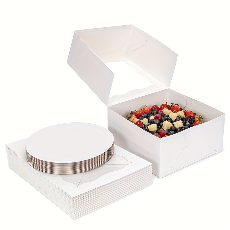 

24pcs Cake Boxes, X X 25.4cm Tall Cake Box With Window, Bread Box For Cakes, Cake Decorating Supplies (12 Cake Boxes And 12 Boards)