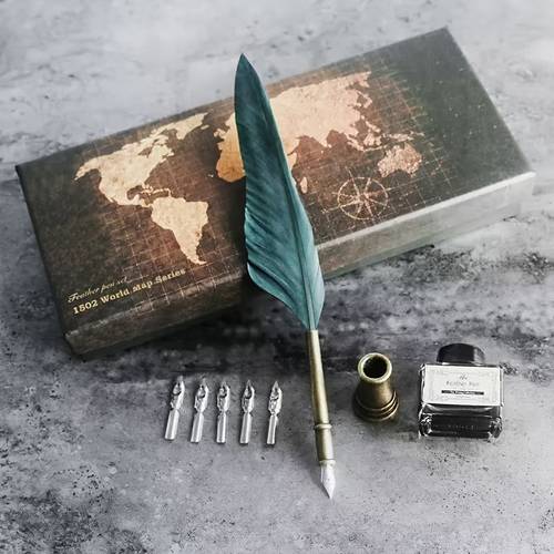 1 vintage maple leaf silvery nib feather dip pen office fountain pen set suitable for use and study exquisitely designed an ideal gift for
