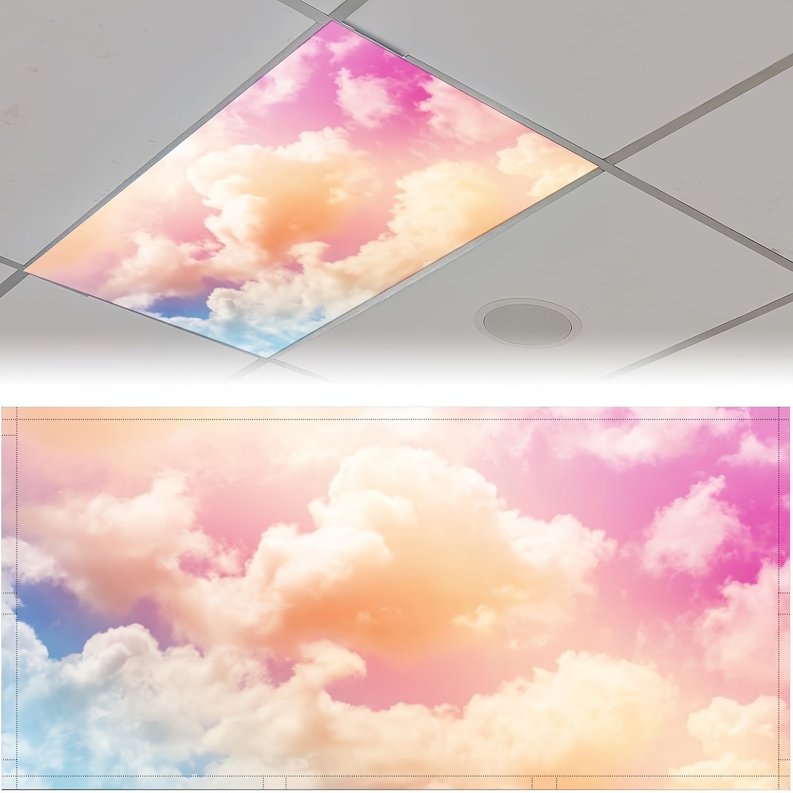 

Magnetic Iridescent Clouds Light Cover - 4x2ft Fluorescent Ceiling Shade Panel For Home, Classroom & Hospital Decor