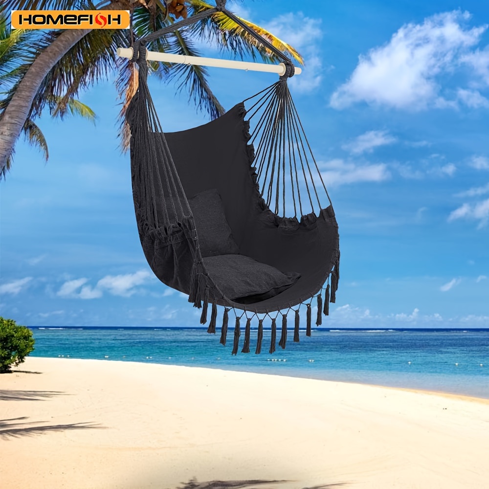 

[homefish] Pillow Tassel Hanging Chair Gray With 2pcs Throw Pillows