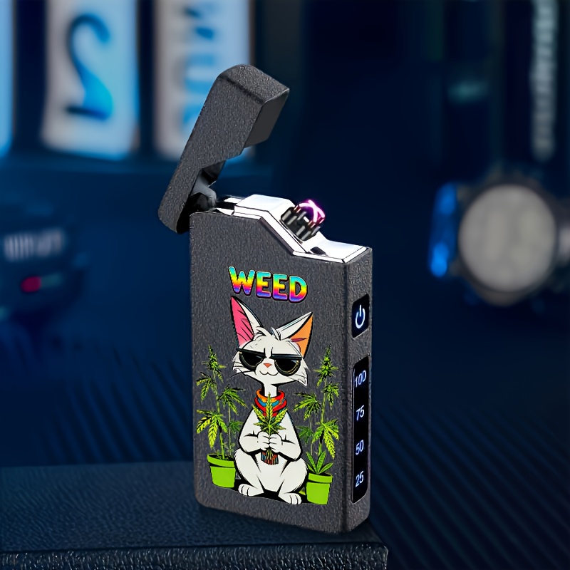 TEMU A Compact And Portable Usb-c Rechargeable Electronic Lighter With Battery Display, Windproof, Silent, And Flame-free Arc Ignition. A Great Gift