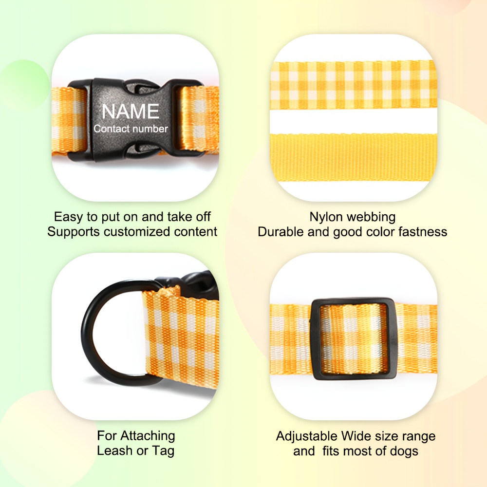 6 Colors/5 Sizes Pet Dog Collar and Leash Set, Customizable