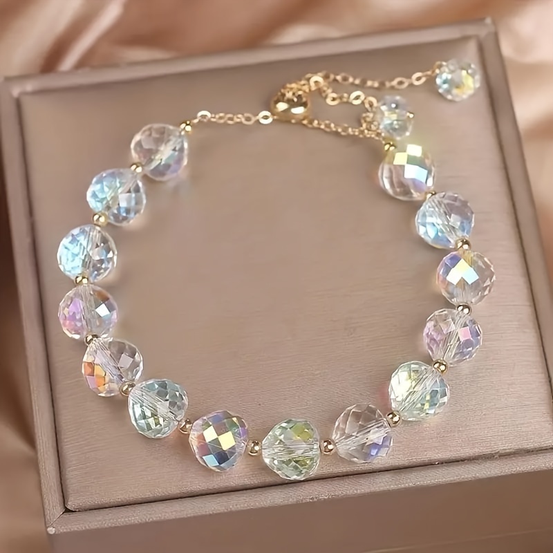 

Elegant Faux Crystal Bead Bracelet, Versatile And Easy To Wear, Suitable For Any Outfit. Suitable For Ages 15 And Up. Made With Artificial Crystal And No Metal Plating.