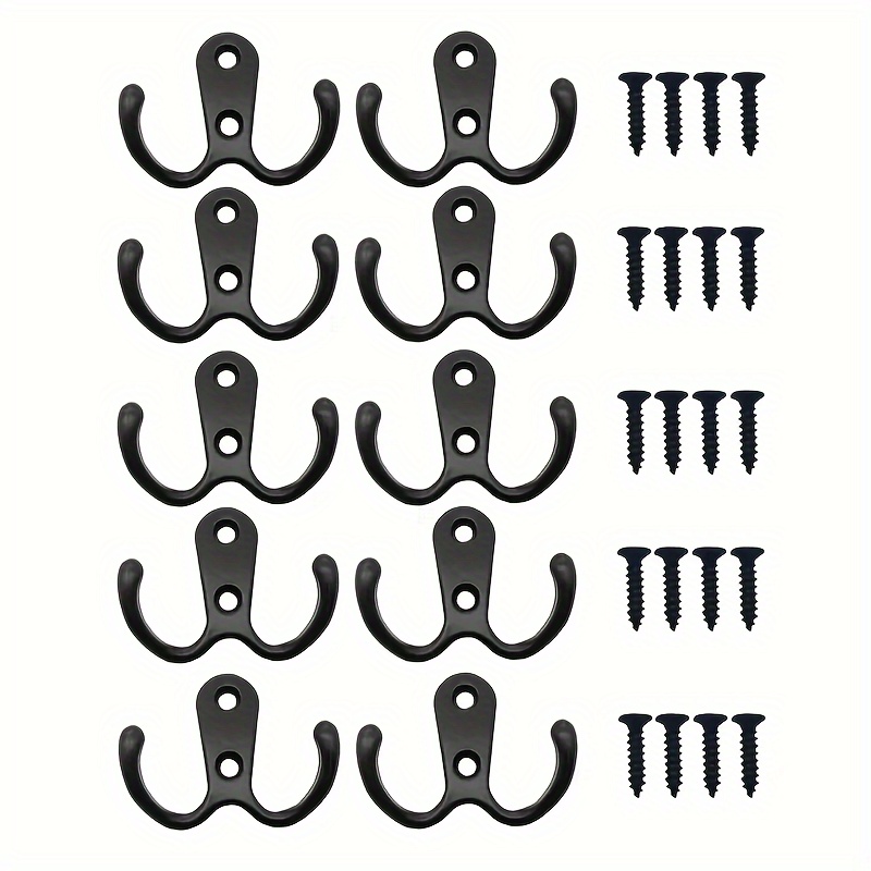 

15pcs/pack 5pcs Double Hooks + 10pcs Screws Clothes Hook Wall Hook, Heavy Metal Double Hook, , Suitable For Hanging Clothes, Towels, Keys, Jackets, , Very Suitable For Bedroom And Bathroom, Decoration