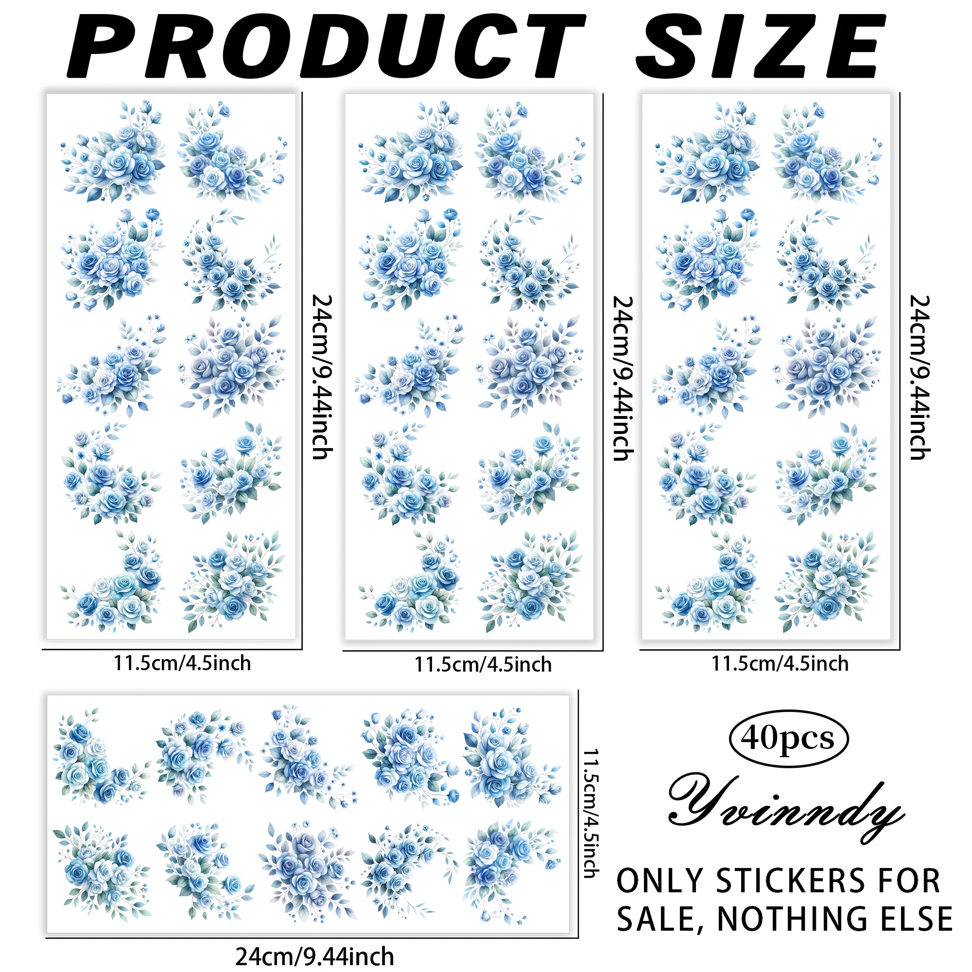 E-shop Eine Sammlung von 40 romantischen blauen Rosen Clipart, entworfen für UV DTF Anwendungen. Diese hochhaftenden können auf verschiedenen