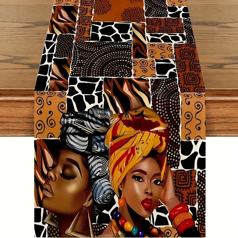 

African-inspired Polyester Table Runner - Woven, Rectangular, Machine Washable & Fade-resistant For Decor