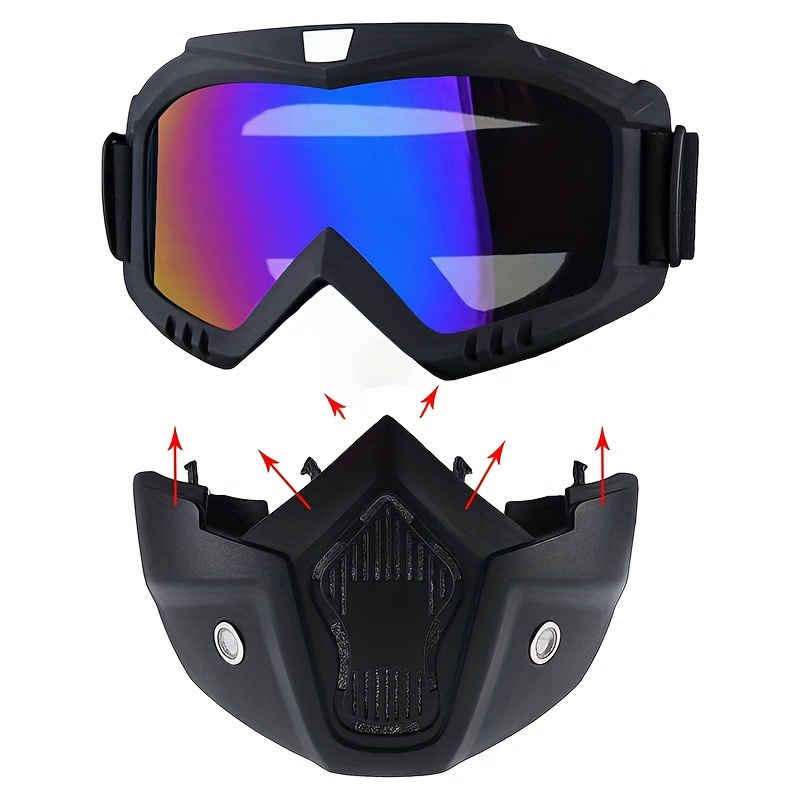 anti fog paintball mask with detachable adjustable goggles   full face protection for skiing motorcycle riding sports durable plastic     visibility ski goggles outdoor sports gear sporty style sturdy build winter athletes 1