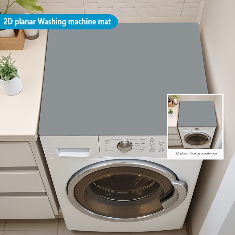 TEMU New 2026 Premium 1pc Abstract Geometric Pattern Gray Washing Machine And Dryer Top Cover, High-quality Washing Machine Table Protector, Surface