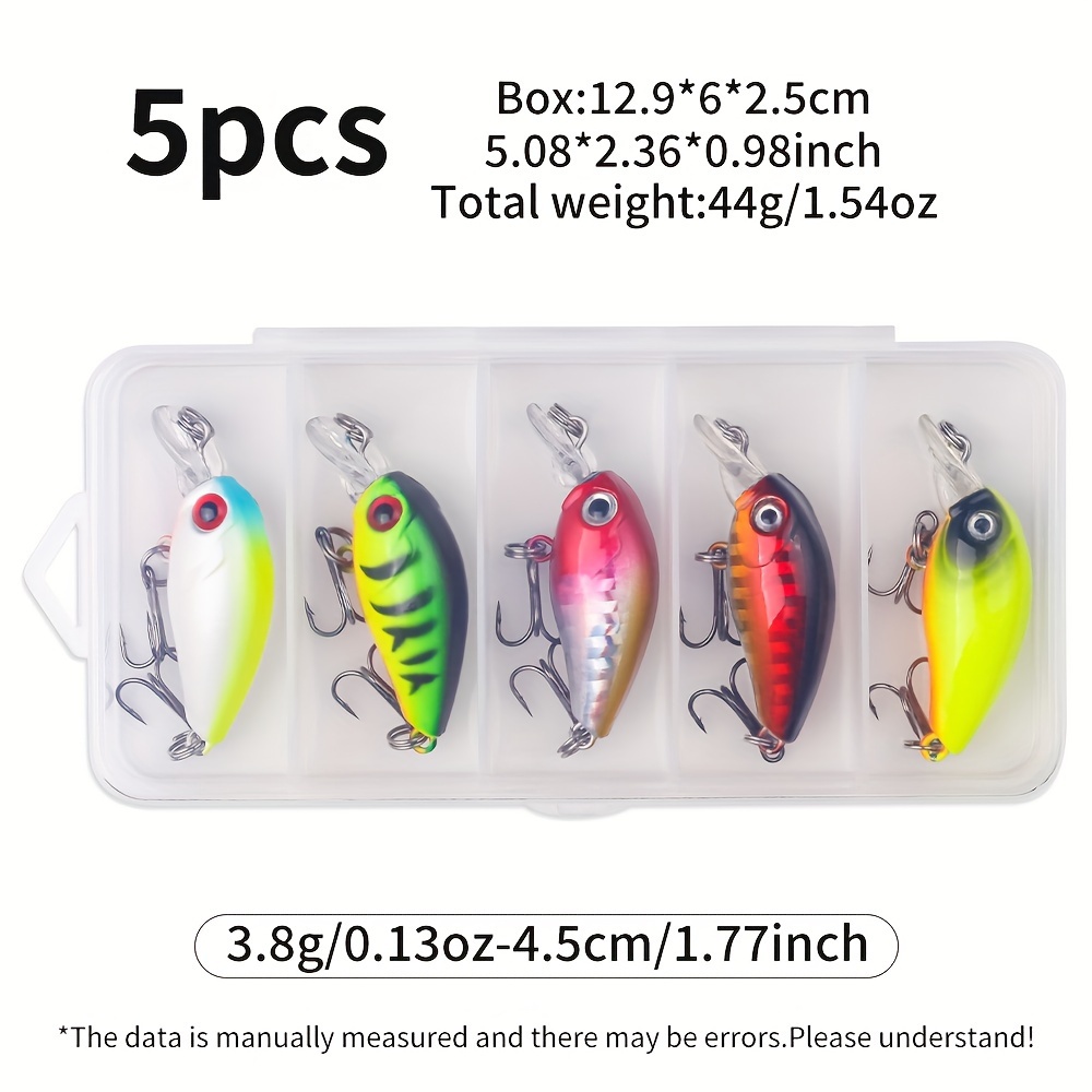 

Ensemble de 5 Leurres de Pêche Crankbait, 3.8g - Couleurs Mélangées, Matériau ABS , pour de la Saint-Valentin et de des Pères