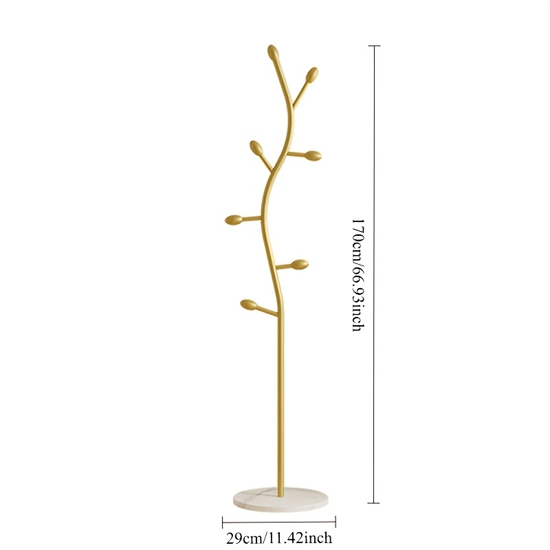 A Coat Rack Designed , Featuring A Metal Structure With Hooks And A Cast , This Heavy-duty Freestanding Coat Hanger Is Perfect For Holding Clothes, Hats, Scarves, And Bags In A