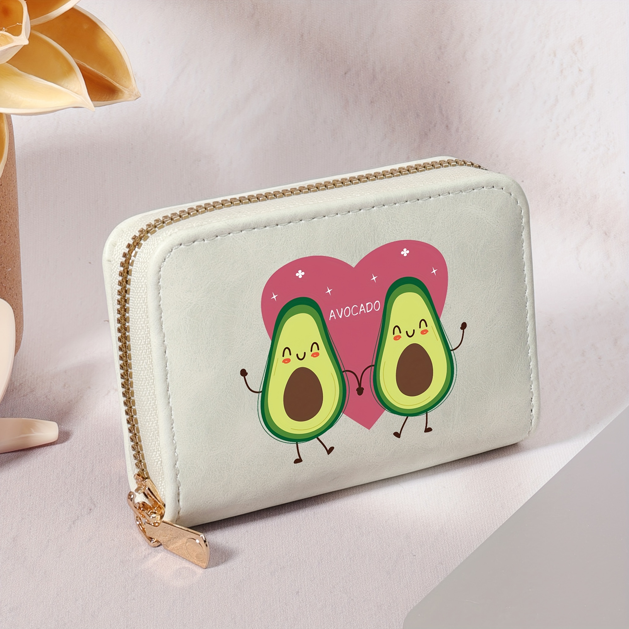 

Avocado Print Women's Pu Wallet - Casual Zippered Passport Cover With Nylon Lining, Lightweight Holder