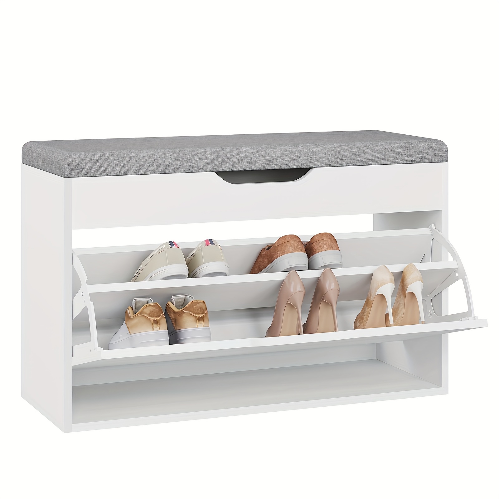 1pc Shoe Bench With Seat, Shoe Rack Bench With Storage Space, Shoe Organizer With Adjustable Shelves, Shoe Storage Space, Shoe Cabinet, Suitable For Entrance Area, Hallway, Living Room, 80 X 51 X 30cm