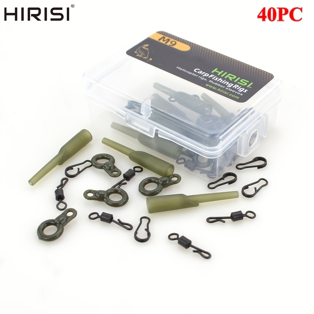 

Hirisi 40 X Carp Fishing Rigs Rubber Anti-tangle Sleeves Fishing Snap Connector Fishing Accessories, Best For Christmas