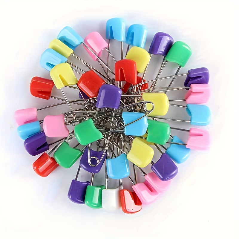 

18-pack Color Plastic Safety Pins, Large & Small, Stainless Steel With Locking Design, For Fabric, Diapers, Clothing, Diy Projects & (random Colors)