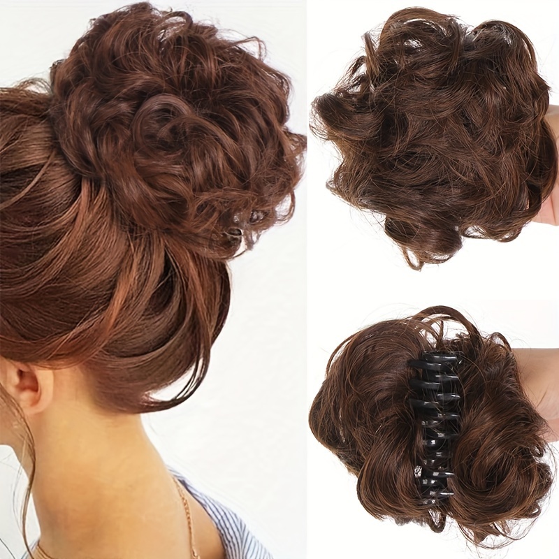 

Women's Messy Curly Hair Bun Clip, Easy-to-wear Synthetic Hairpiece With Claw, For All Hair Types - 6 Inch, Lightweight 50g