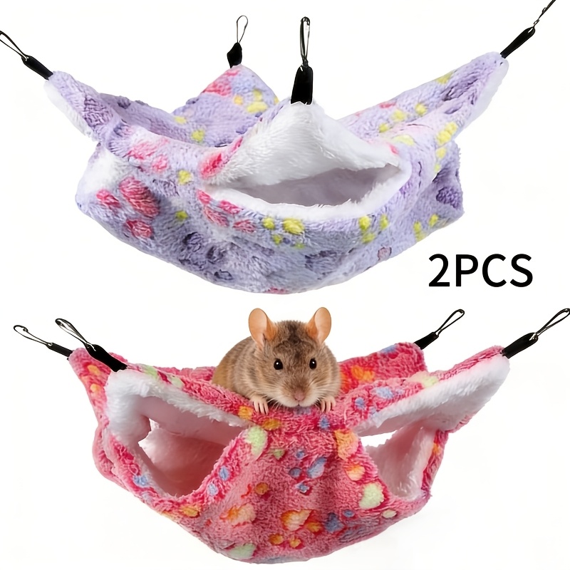 TEMU 2-pack Double-layer Small Animal Bed With , Warm And Soft In Winter, Comfortable And Machine Washable Hammock - With Cute , Small Pet Supplies,