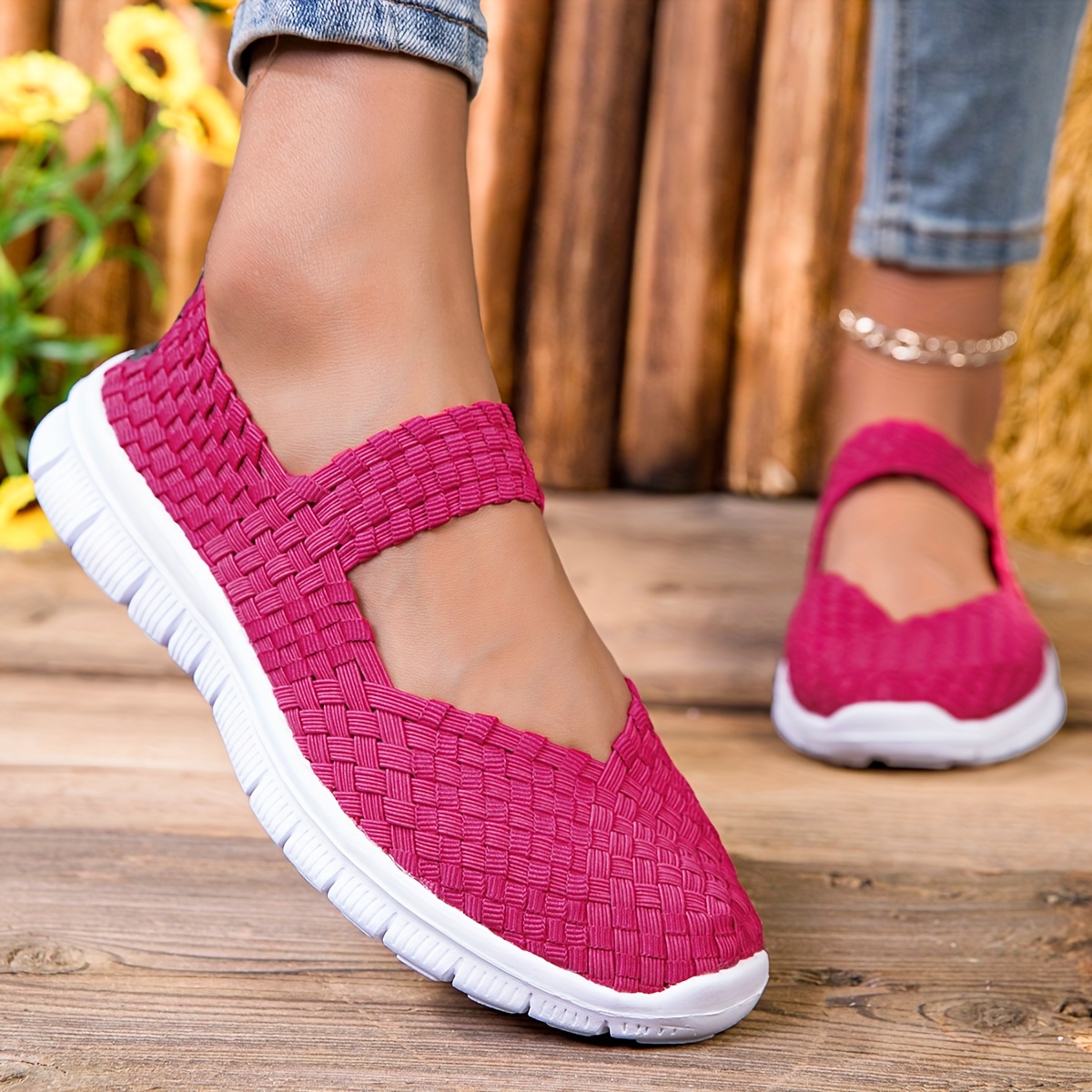 TEMU Women' -on Shoes - Casual Fabric Loafers With Eva Sole, Low Top, No Laces, Summer, Casual Footwear | Elegant Footwear | Comfortable Footwear