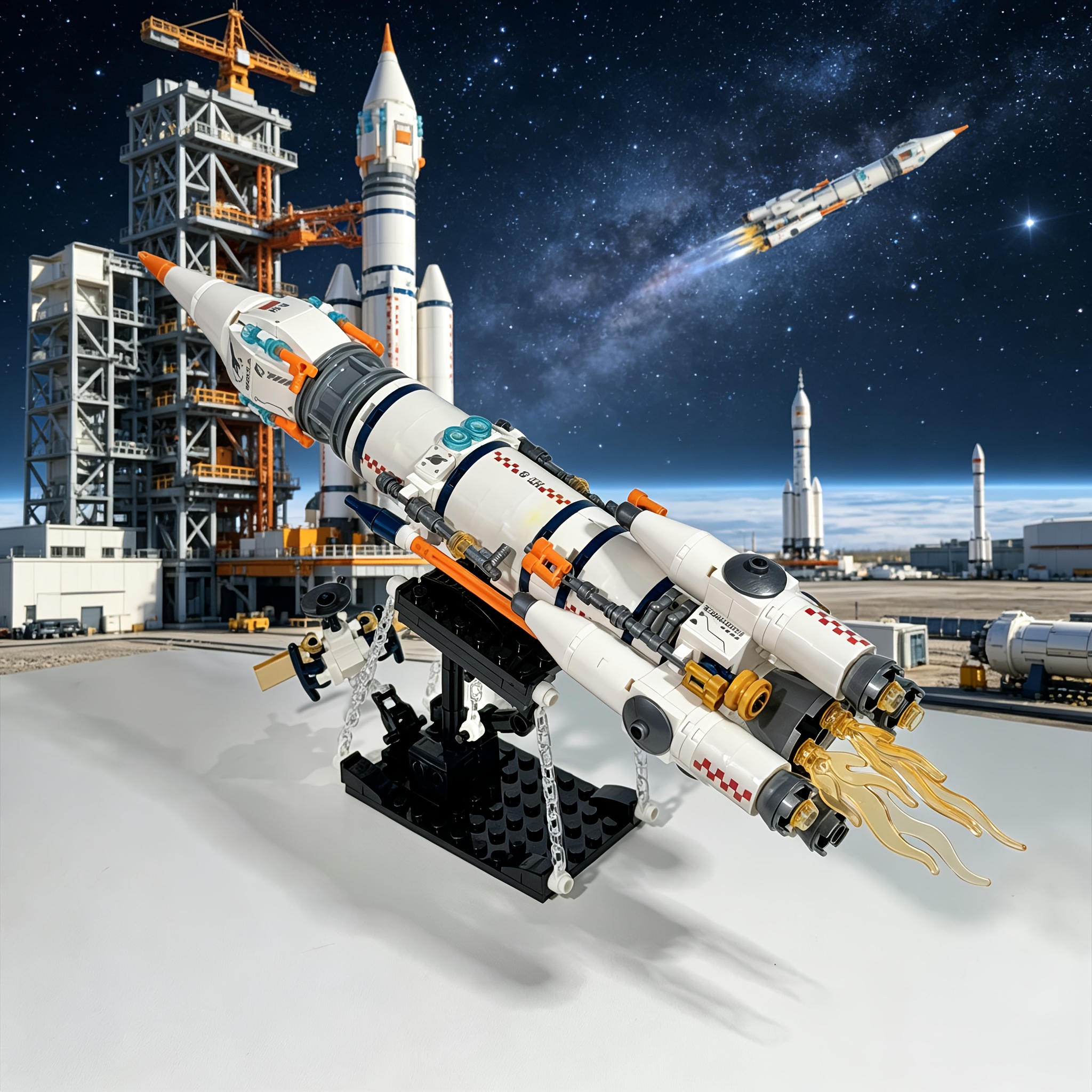 Floating Space Rocket Building Blocks, Creative Design