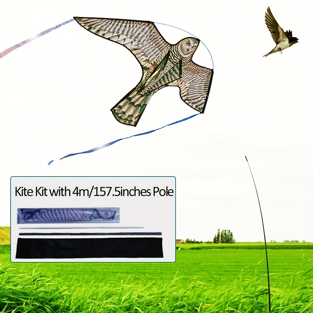 TEMU Repellent Owl Kite With 2 Laser Reflective Strips, Drive Away Birds And Protect Gardens, Pastures, Crops