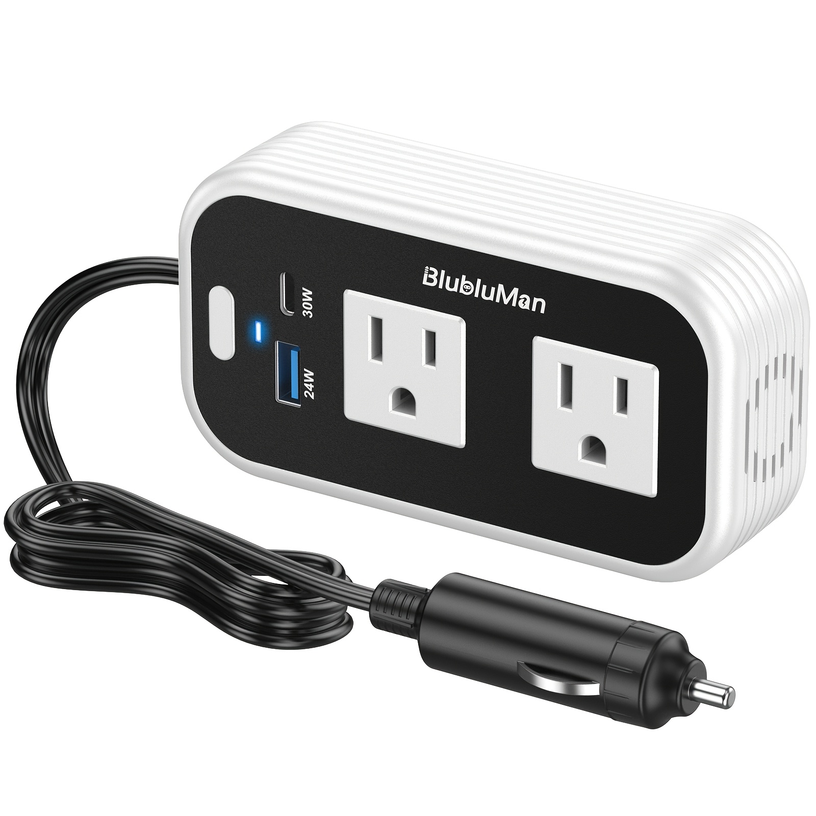 200w/150w Car Power Inverter, 12v To 110v Ac Car Plug Adapter Outlet With [30w Usb-c] / Usb-fast Charger( 24w ), Power Inverter For Vehicles, Outlet For Laptop Computer Charger, Without Battery