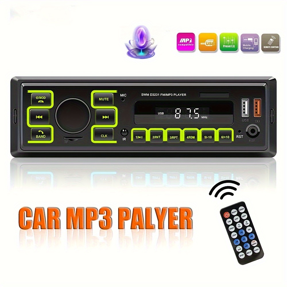 

1 Din Mp3 Car Radio Audio Stereo Fm Aux Receiver Sd Tf Usb 12v In-dash Multimedia Auto Radio Player With / Fm/ Usb/ Tf/ Aux/ Eq/ / , With Remote Control