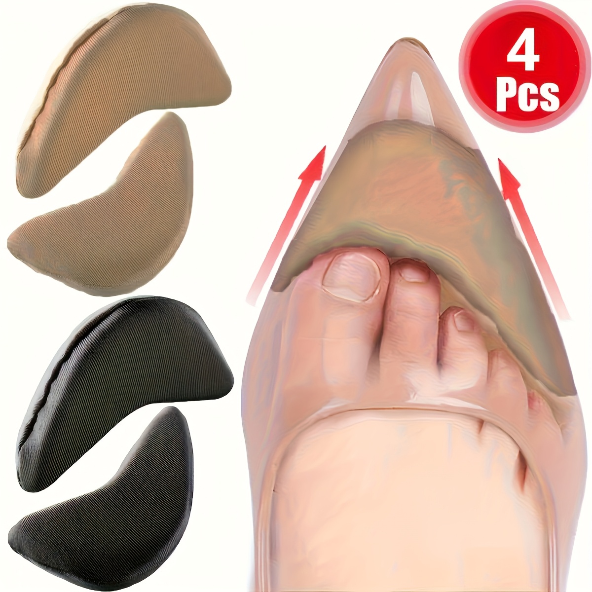 E-shop 4 Stück Damen High Heel Schuh Einlegesohlen - Verstellbare Fußgewölbestütze & Polsterung Einlegesohlen, Rutschfeste Einlegesohlen, Geeignet für