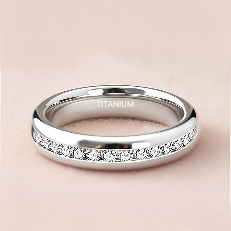 Image of 4mm Wide White Titanium Steel Ring For Women And Men, Suitable For Weddings, Engagements, Jewelry, Father's Day, Mother's Day, Christmas, And Anniversary Gifts