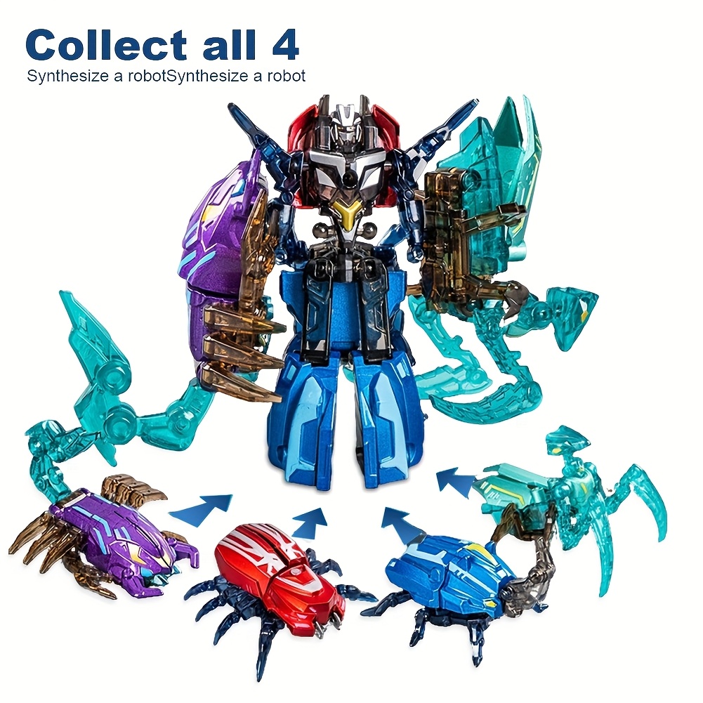 Magic Alloy Transforming Insect Toy Model 4-in-1 Combo Build And Design Insect/mecha Mode Metallic Color End Toy For Kids In Perfect For Halloween And Christmas