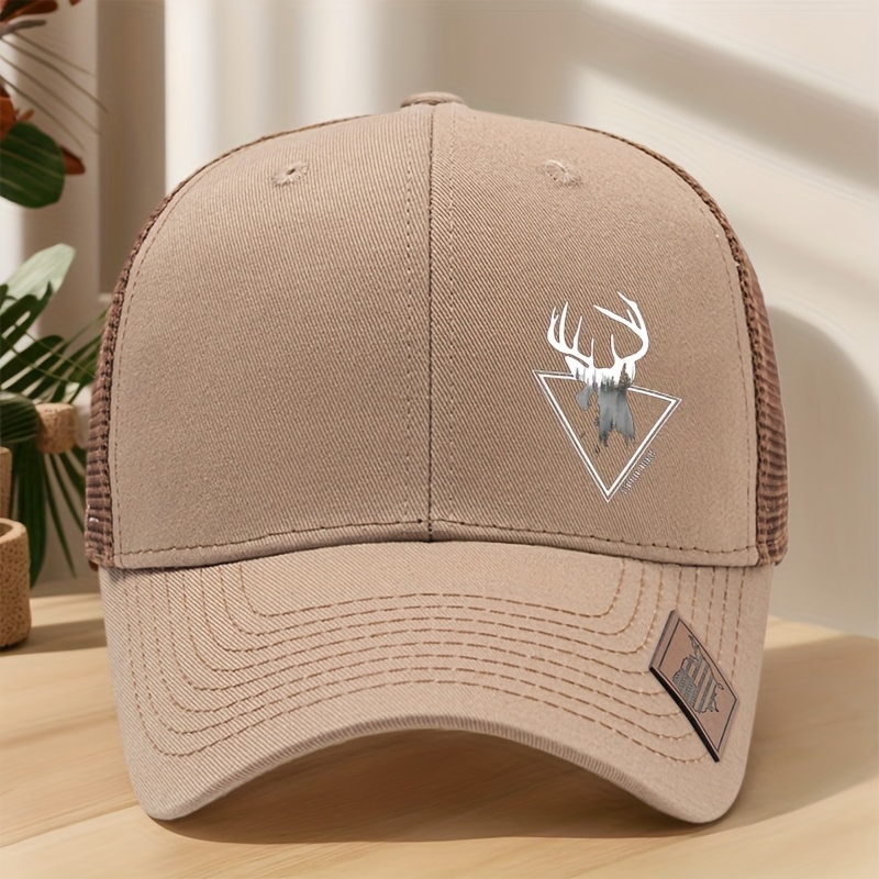 E-shop MAKEFGE Unisex Outdoor Hirsch-Print Baseballcap mit Hirsch & Geweih – Leichtes atmungsaktives Mesh-Rückenteil, verstellbar für Männer & Frauen –