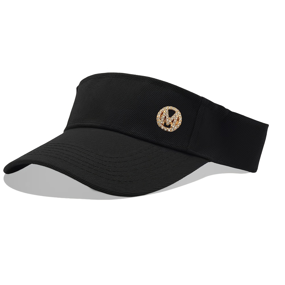 TEMU 1pc M Size Rhinestone Pattern Solid Color Empty Top Baseball Cap, Unisex Versatile Sports No-peak Hat, Suitable For Outdoor Running, Cycling,