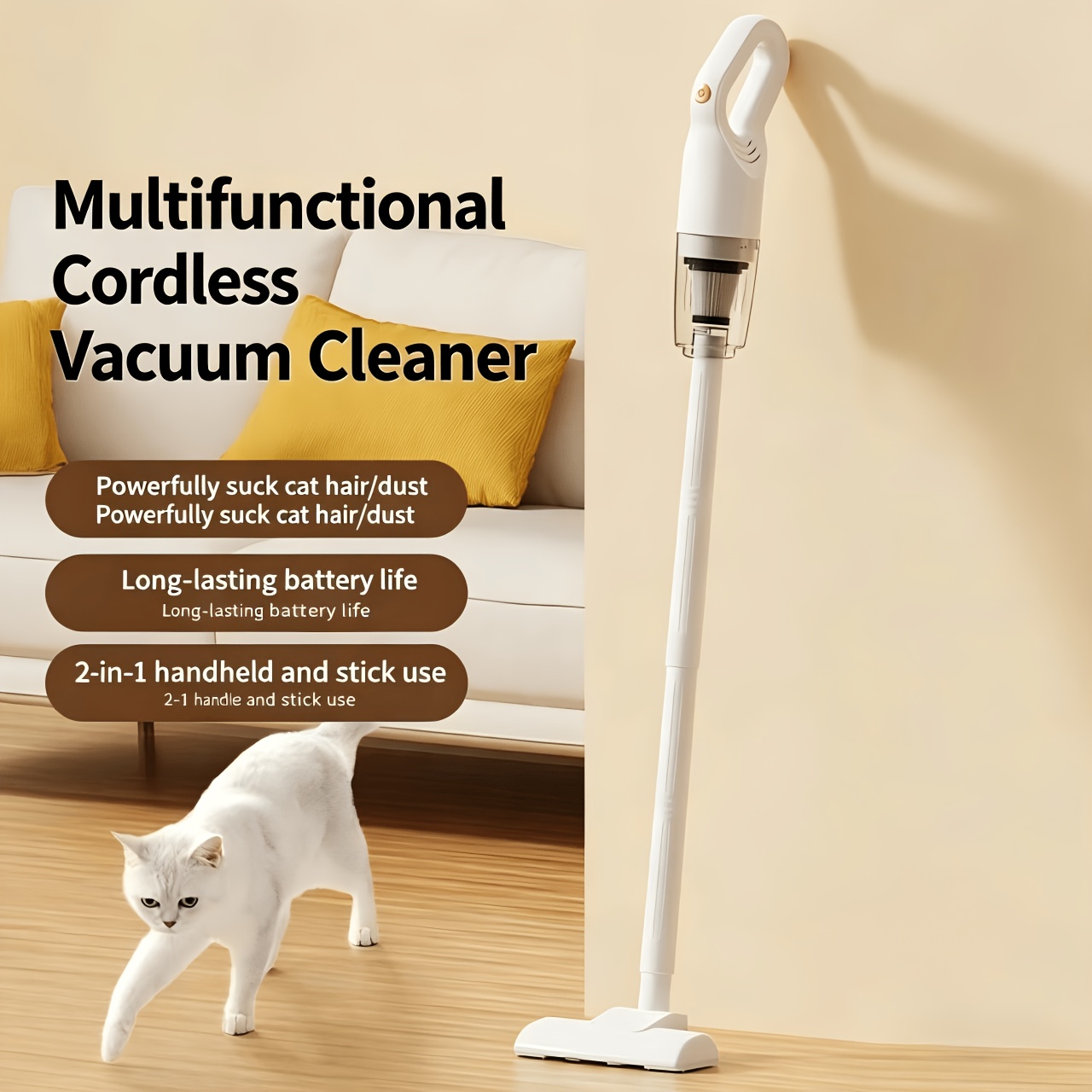 TEMU 19000pa Handheld Cordless Vacuum Cleaner, Car Vacuum Cleaner, Efficient Cleaning, Included Accessories, Strong Suction