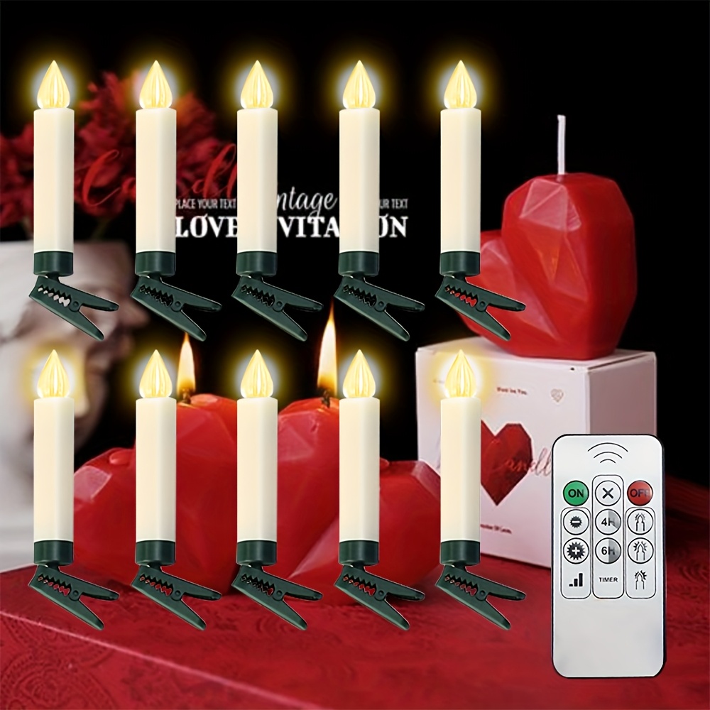 

10pcs Valentine's Day, Thanksgiving, Day, Easter Christmas Tree Clip Key Remote Control Led Electronic Candle Christmas Decoration