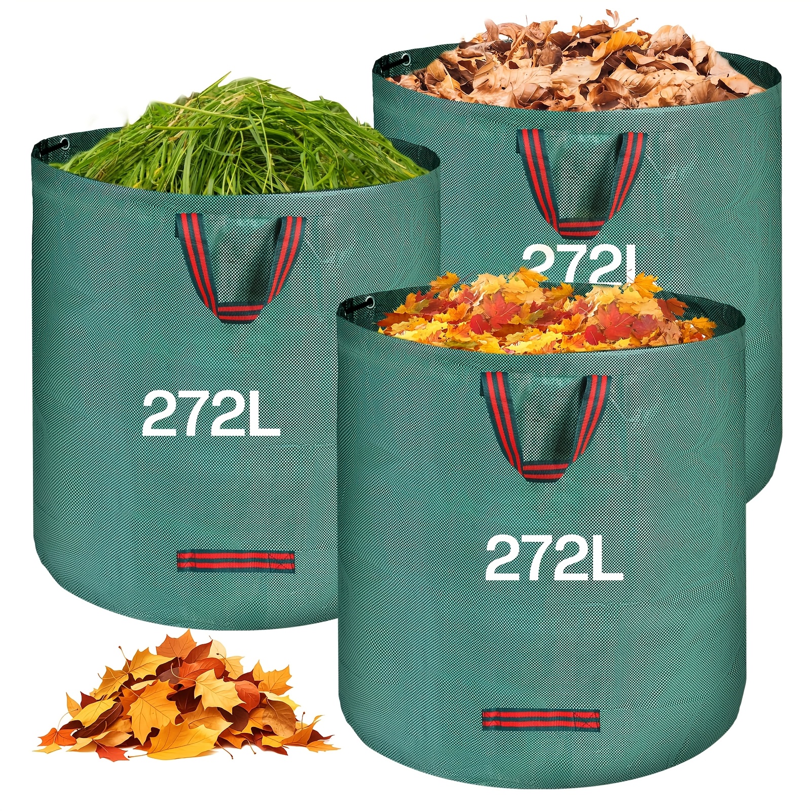 TEMU Sac de jardin - Sac à déchets de jardin avec 4 poignées - Sac à feuilles pliable et autoportant pour déchets de jardin, d'herbe