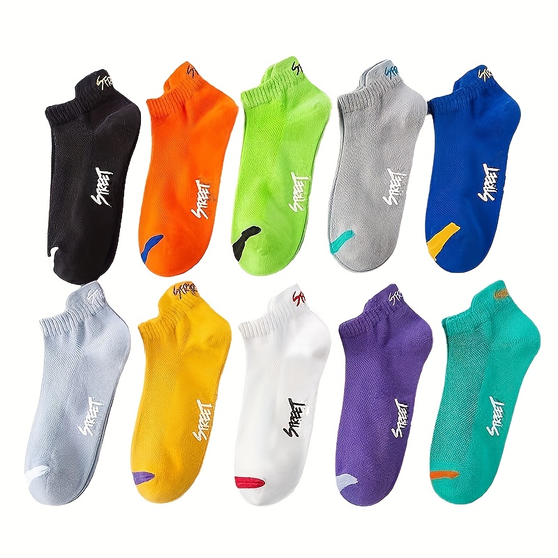 E-shop 10 Paar Herren Sommer Kurze Socken, Leichte und Atmungsaktive Crew Socken in Verschiedenen Farben, Knöchel Sportsocken von der Hersteller selbst