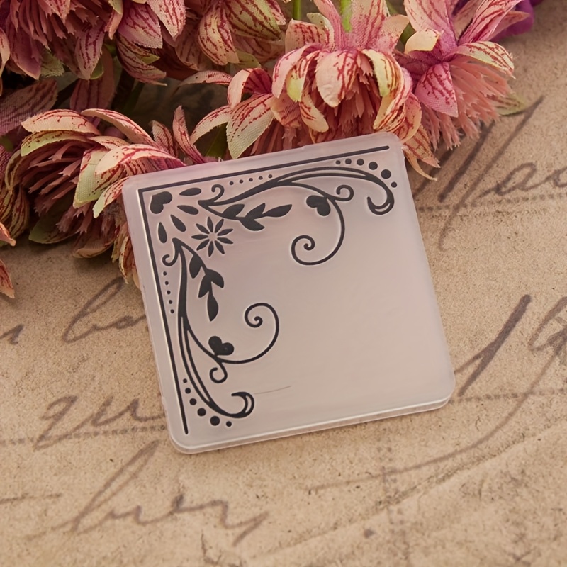 TEMU 1pc, Corner Flower Frame Embossing Template - 3d Embossed Plastic Mold For Diy Cards And Gift Tags With , Suitable For Occasions