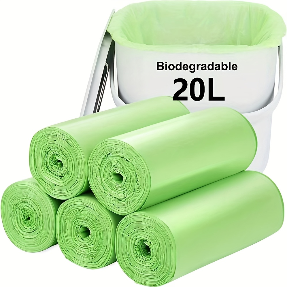 

100pcs Biodegradable Trash Bags, 10l/20l Thick Green Plastic Liners For Home, Office, School, Outdoor - Multipurpose Disposable Waste Room, Bedroom, Bathroom