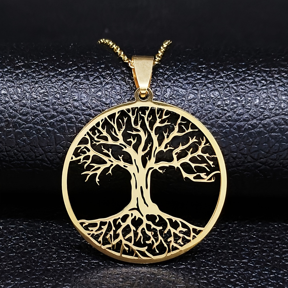 E-shop Modischer Lebensbaum-Anhänger Halskette für Damen – Edelstahl Silberketten Schmuck Geschenk