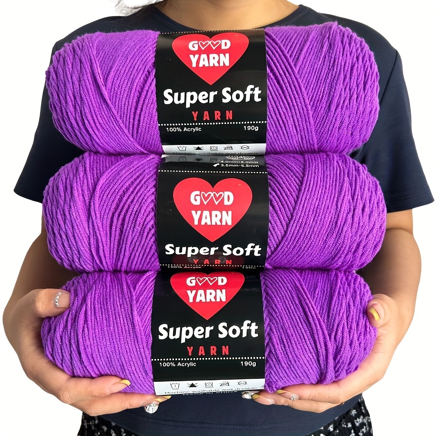 

3pcs 190g Soft & Comfortable Variegated Acrylic Yarn For Crochet & Knitting - Ideal For Diy Blankets, Clothes, Tote Bags, Slippers - Assorted Colors