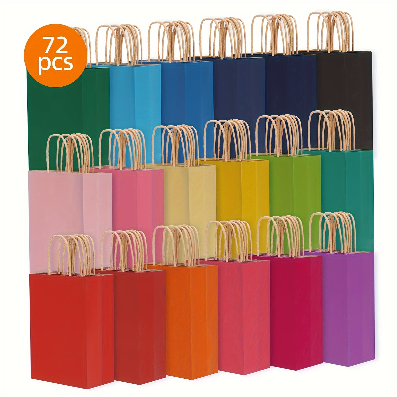 

72pcs 18 Colors Small Gift Bags, Gift Bags Bulk, Paper Bags With Handles, Party Favor Bags For Birthday Parties, Wedding Parties, Fiesta, Graduation Parties, 8.7 X 6.3 X 3.1 In