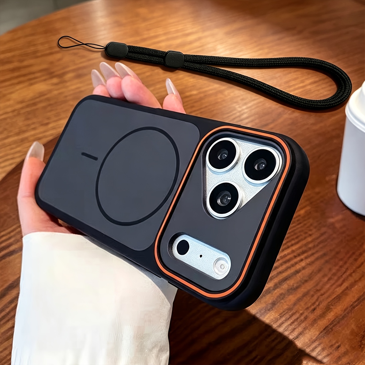 TEMU Phone Case: 2pcs Set(1 Case And 1 Lanyard)new Arrival Luxury Matte Anti-fingerprint Magnetic Wireless Charging Phone Case For Iphone 18 Pro 18