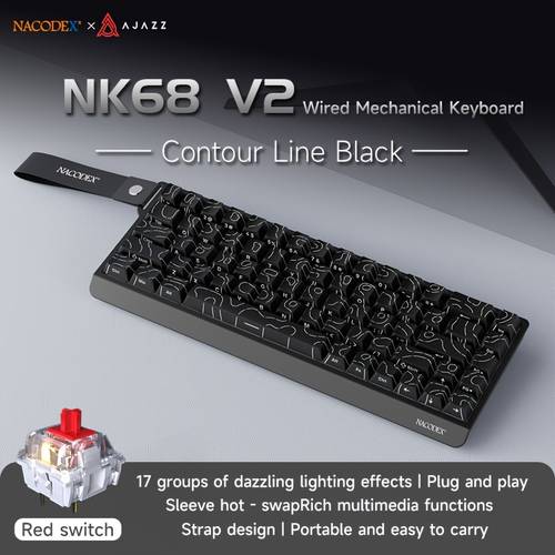 item picture nk68v2 mechanical keyboard compact layout wrist rest rgb lighting integrated molded keycaps for gaming and office use
