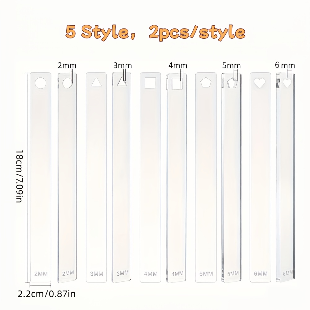 10pcs Clay Rolling Mat Spacers, Soft Clay Thickness Balancing Ruler Diy Tool, 0.79/1.18/1.57/1.97/2.36 Inch Rolling Pin Tools